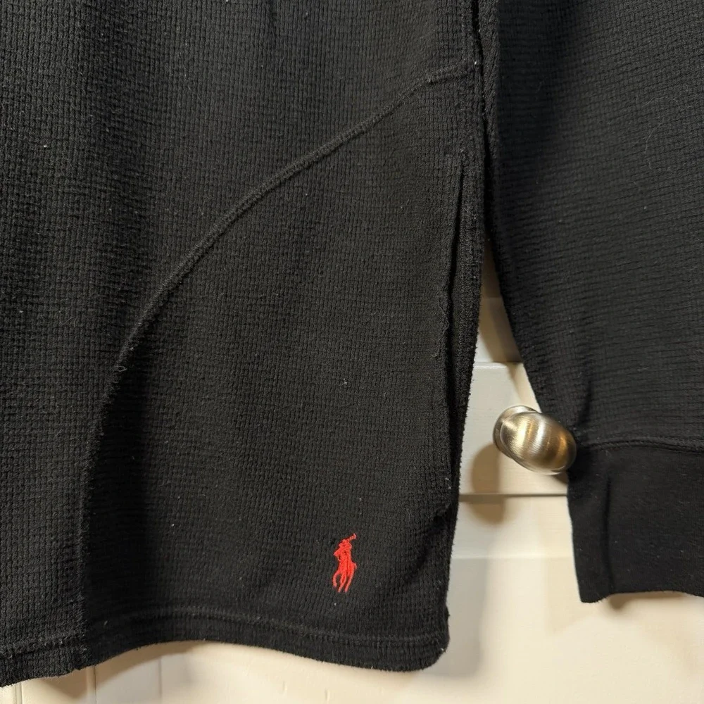 Polo Ralph Lauren Men's Long Sleeve Thermal Hoodie Pockets Outdoor Black Large‎